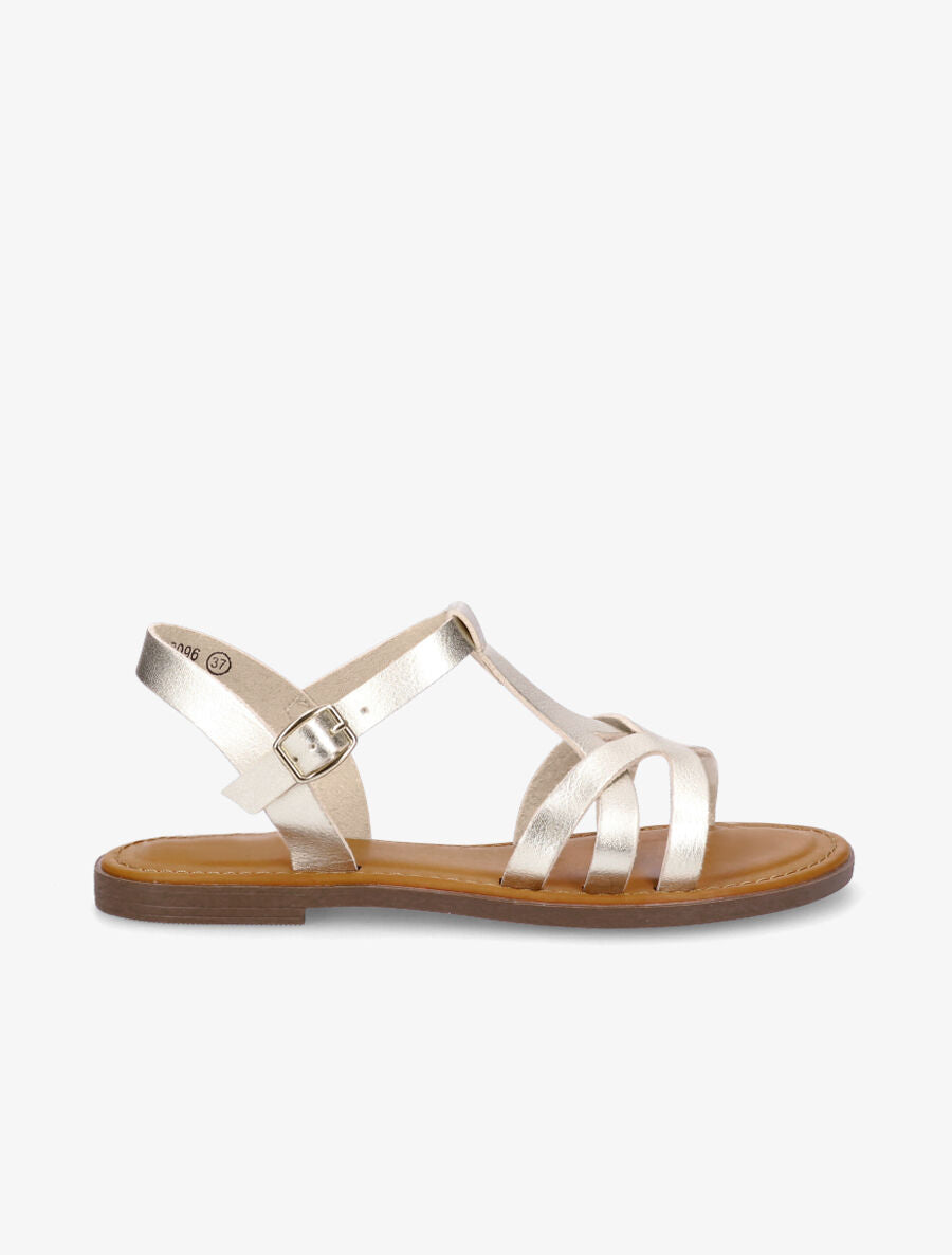 Nu-pieds plats en simili - Or - 5