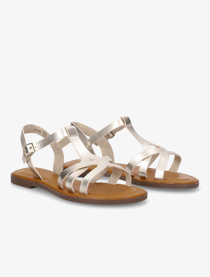 Nu-pieds plats en simili - Or - 4