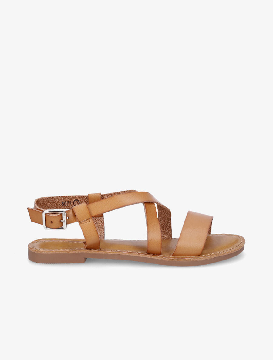 Nu-pieds basiques à brides croisées - Camel clair - 1