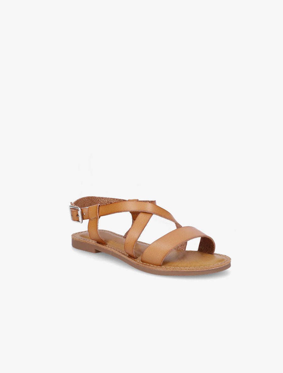 Nu-pieds basiques à brides croisées - Camel clair - 2