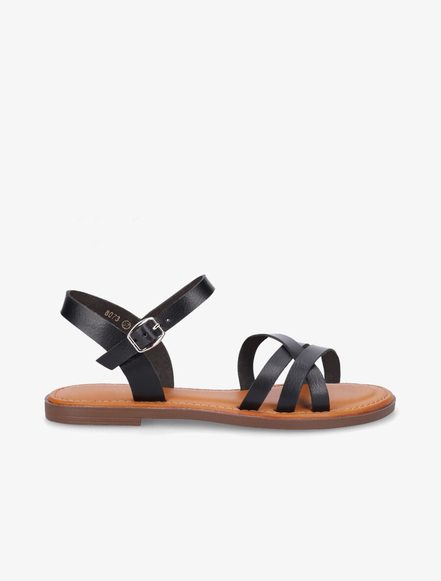 Nu-pieds entrelacés en simili - Noir - 5