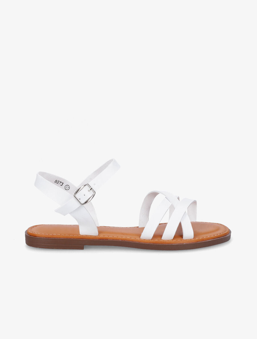 Nu-pieds entrelacés en simili - Blanc - 1