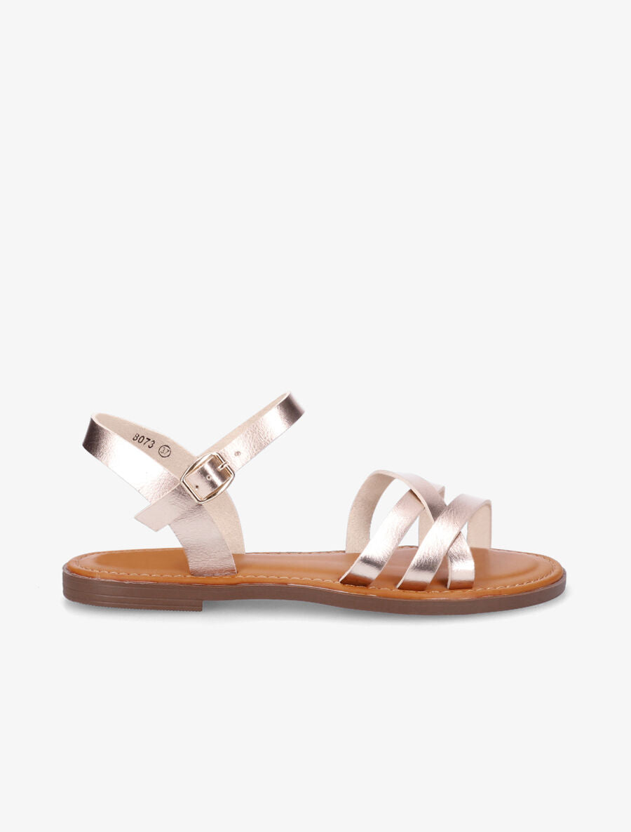 Nu-pieds entrelacés en simili - Rose gold - 5
