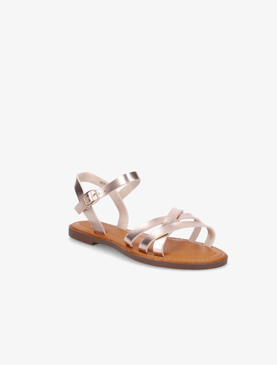 Nu-pieds entrelacés en simili - Rose gold - 2