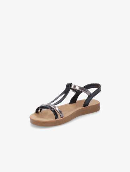 Nu-pieds en simili effet python - Noir - 3