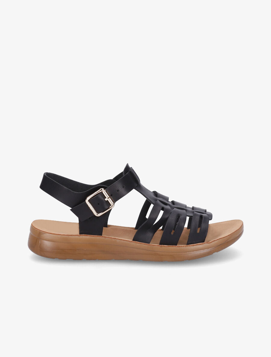 Nu-pieds style spartiates - Noir - 1
