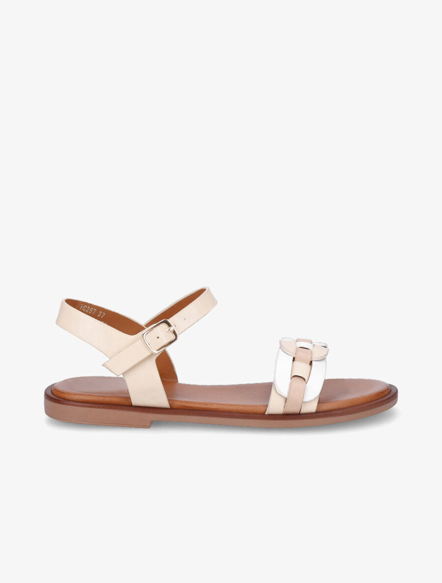 Nu-pieds à brides style maillon - Beige - 1