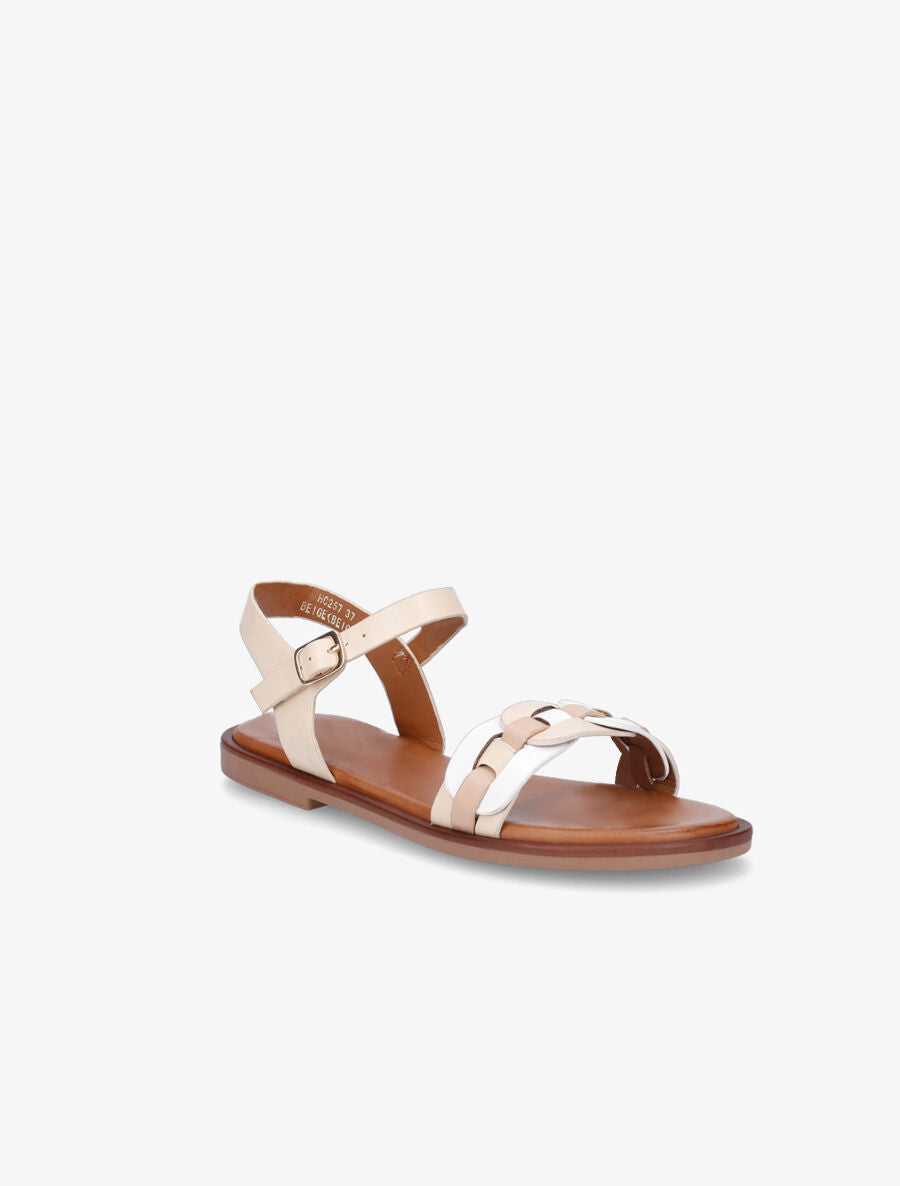 Nu-pieds à brides style maillon - Beige - 2
