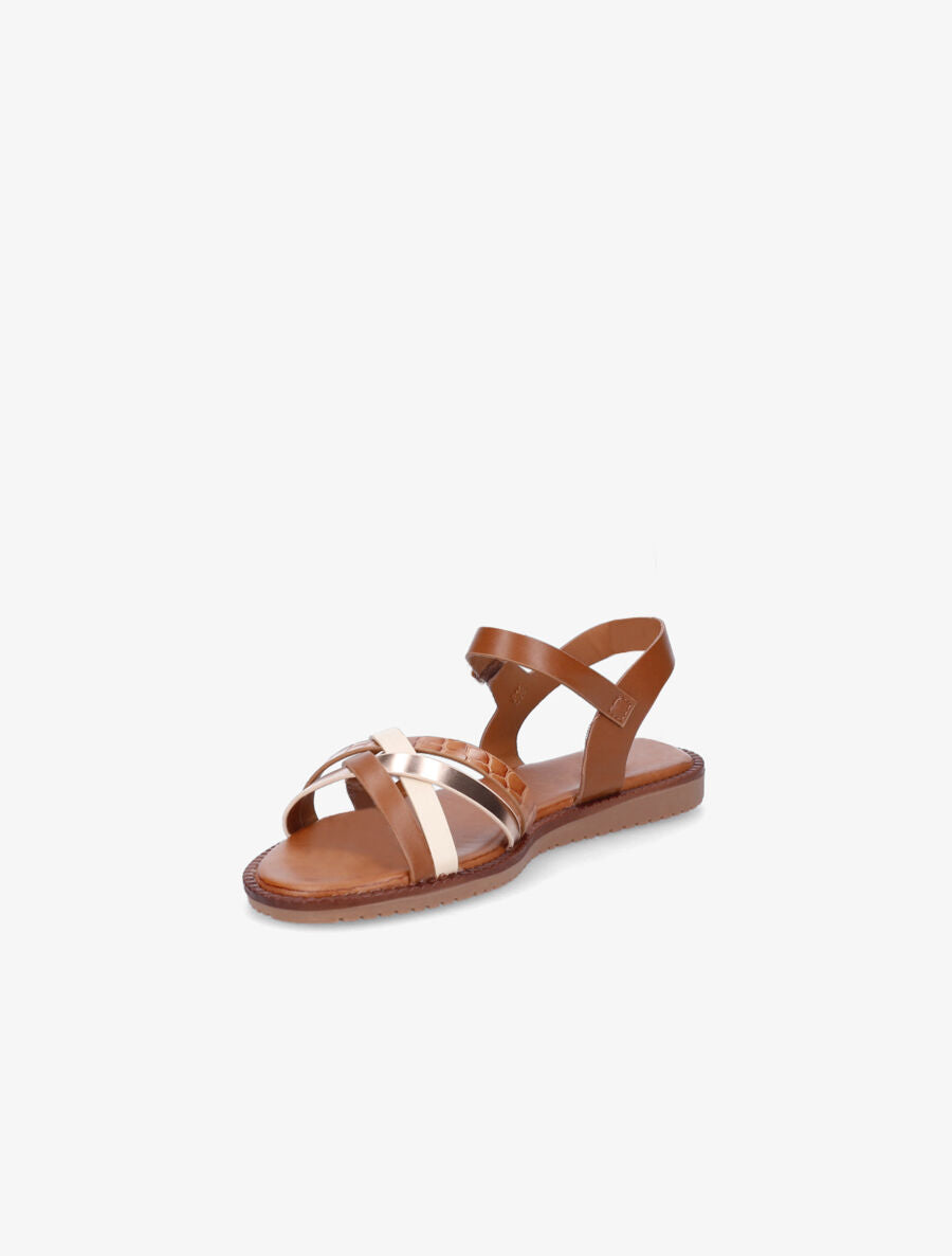 Nu-pieds à bride croco - Camel - 3