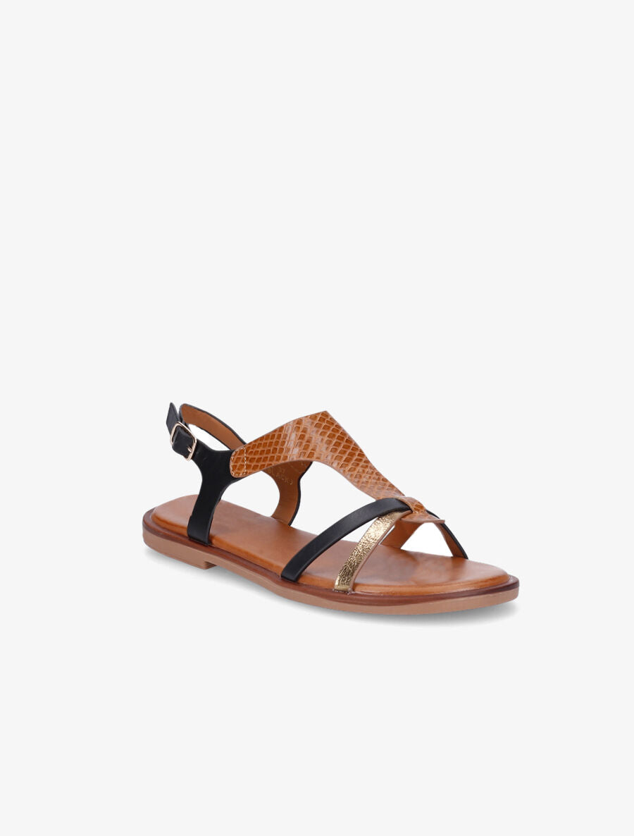 Nu-pieds en simili effet python - Noir - 2