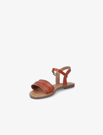 Nu-pieds en simili ajouré - Camel - 3