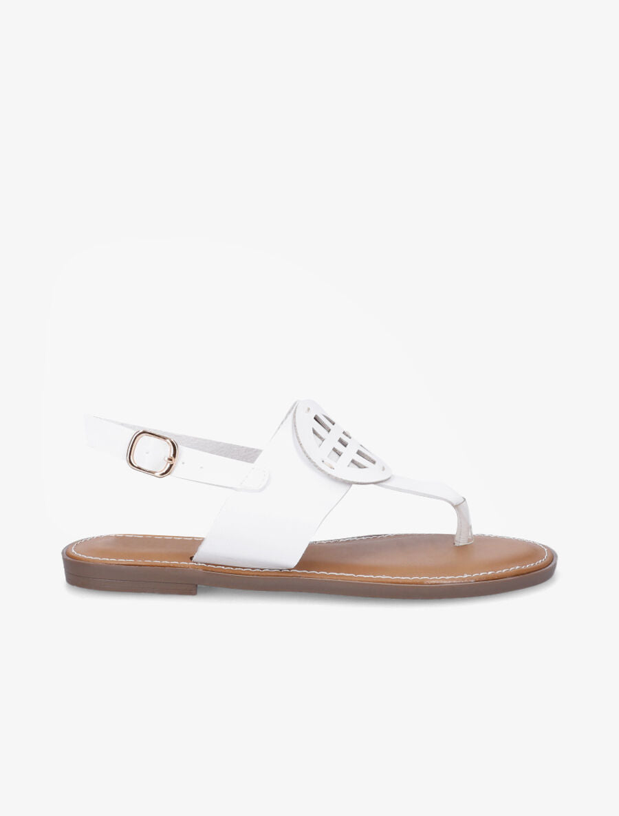 Nu pieds en simili à empiècement rond - Blanc - 1