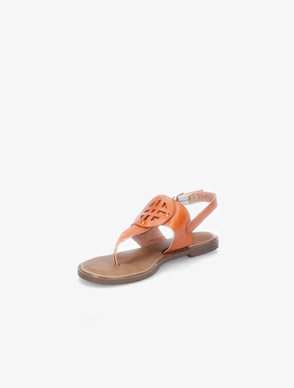 Nu pieds en simili à empiècement rond - Orange - 3