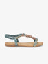 Nu-pieds plats imprimés à perles - Vert - 1