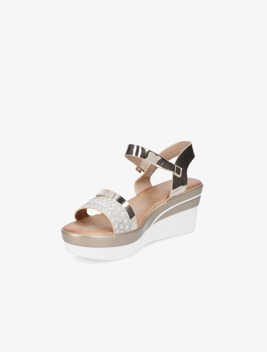 Sandales compensées à brides irisées - Or - 3