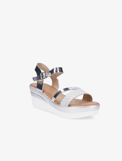 Sandales compensées à brides irisées - Argent - 2