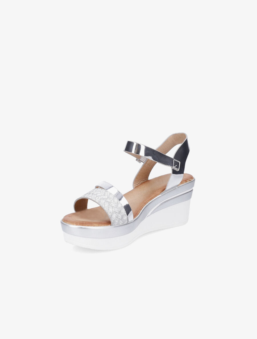 Sandales compensées à brides irisées - Argent - 3