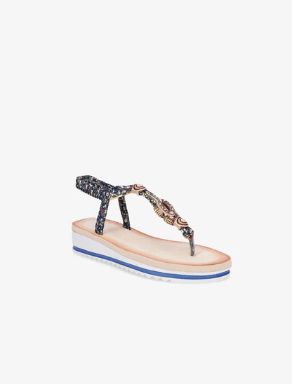 Nu-pieds imprimé à perles - Bleu - 2