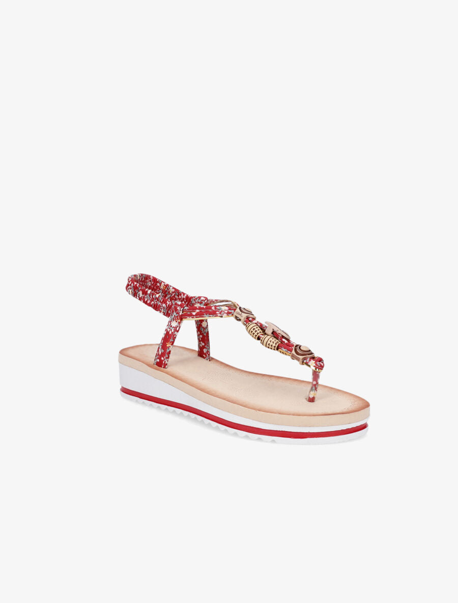 Nu-pieds imprimé à perles - Rouge - 2
