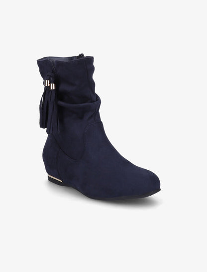 Bottines suédées à pampilles - Bleu marine - 3