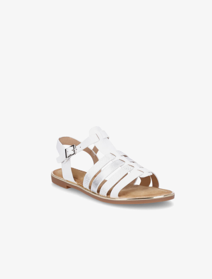 Nu-pieds en simili à multibrides - Blanc - 2