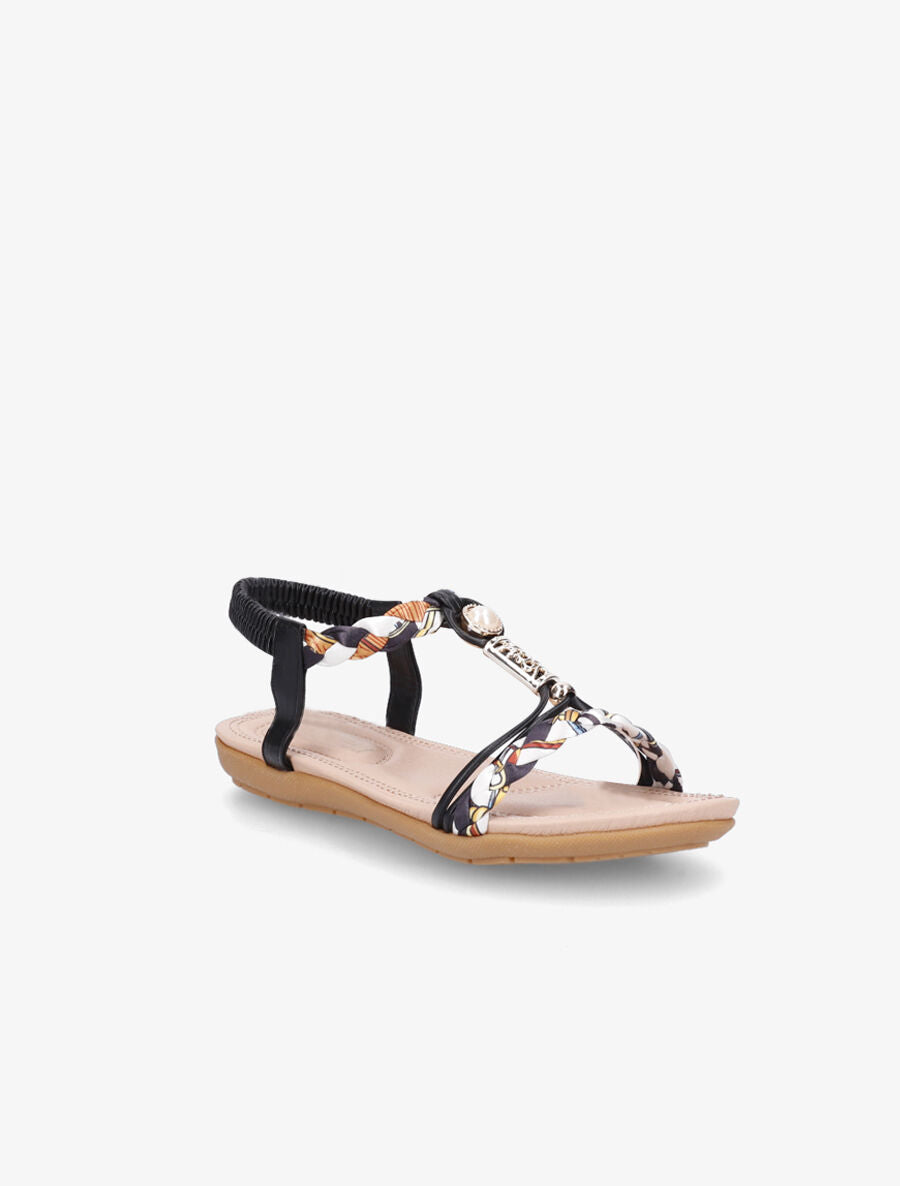 Nu-pieds imprimé à perles - Noir - 2