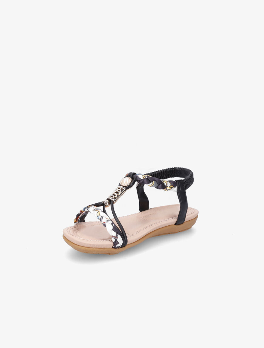 Nu-pieds imprimé à perles - Noir - 3