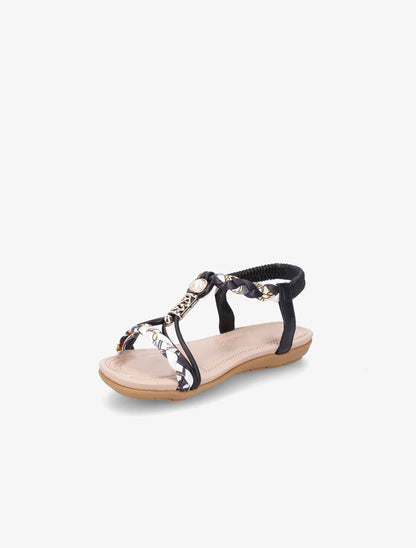 Nu-pieds imprimé à perles - Noir - 3