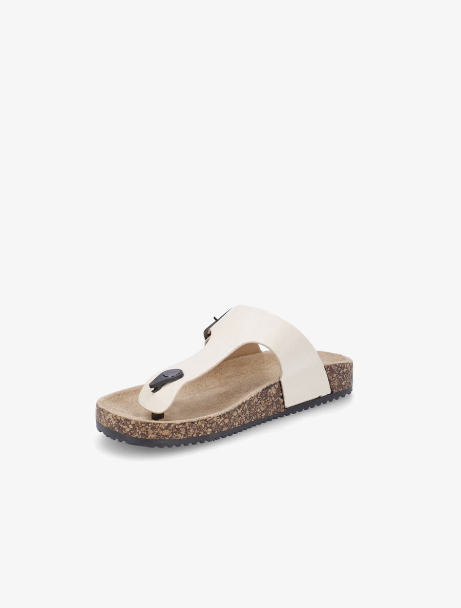 Claquettes en simili à semelle effet liège - Beige - 3