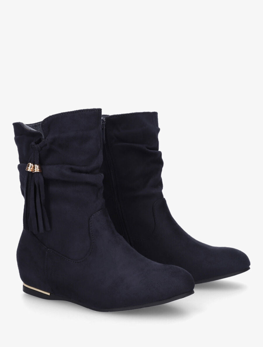 Bottines plates à empiècement métallique - Marine - 4