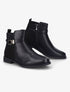 Bottines bi-matière à bride à boucle dorée - Noir - 5