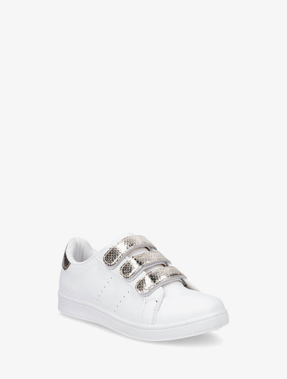 Sneakers en simili à scratch et contrefort effet python - Or - 2