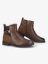 Bottines bi-matière à bride à boucle dorée - Marron - 5