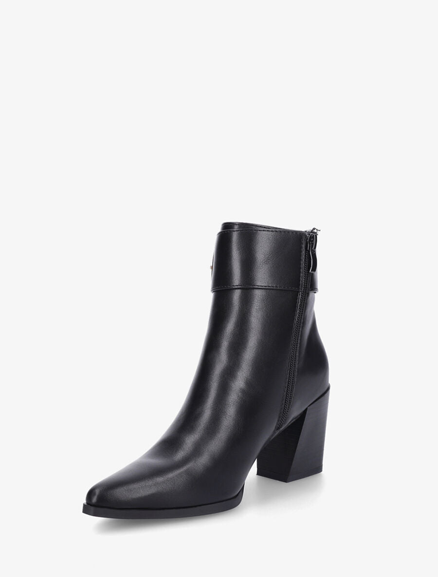 Bottines en simili à talon bottier - Noir - 3