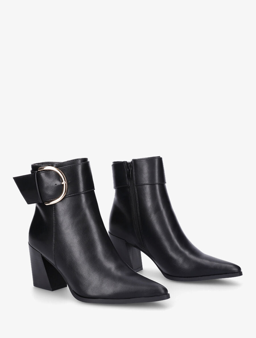 Bottines en simili à talon bottier - Noir - 4