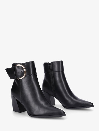 Bottines en simili à talon bottier - Noir - 4