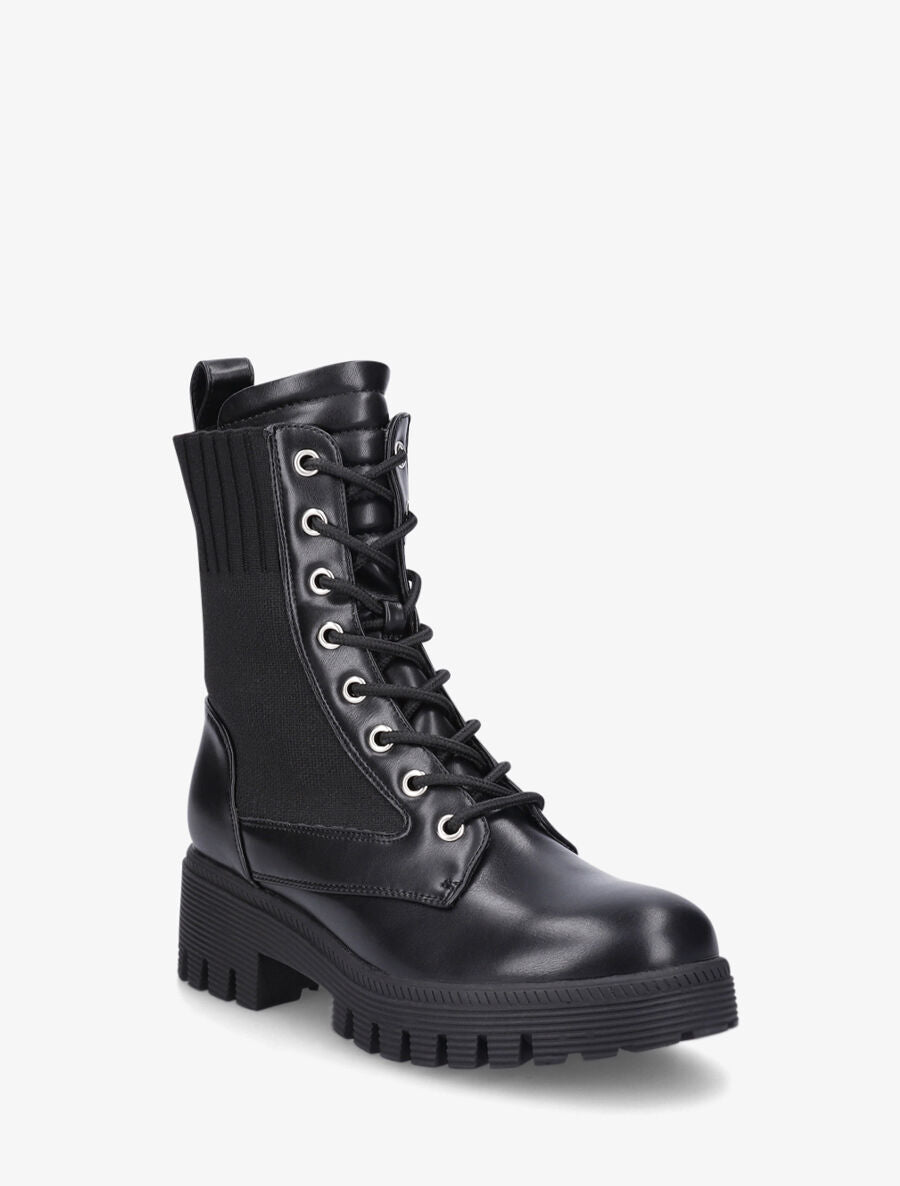 Bottines bi-matière à lacets - Noir - 2