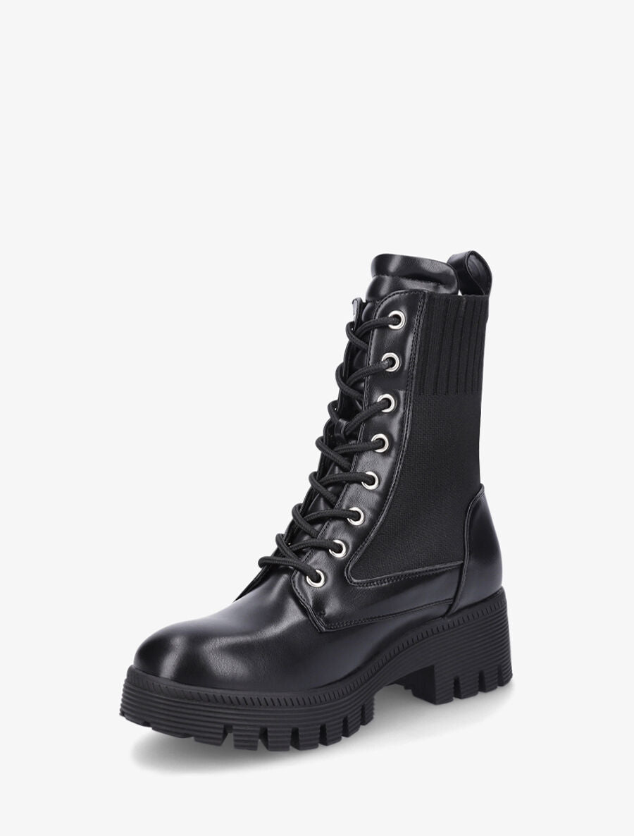 Bottines bi-matière à lacets - Noir - 3