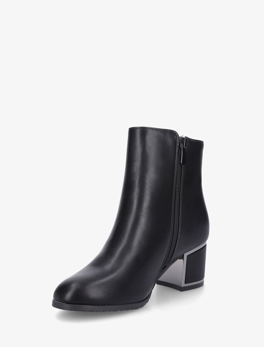 Bottines en simili à talon stylisé - Noir - 3