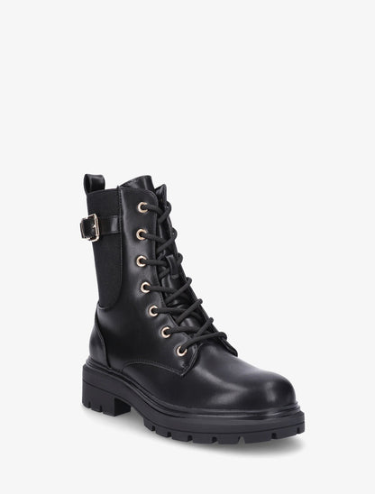 Bottines en simili à lacets - Noir - 2