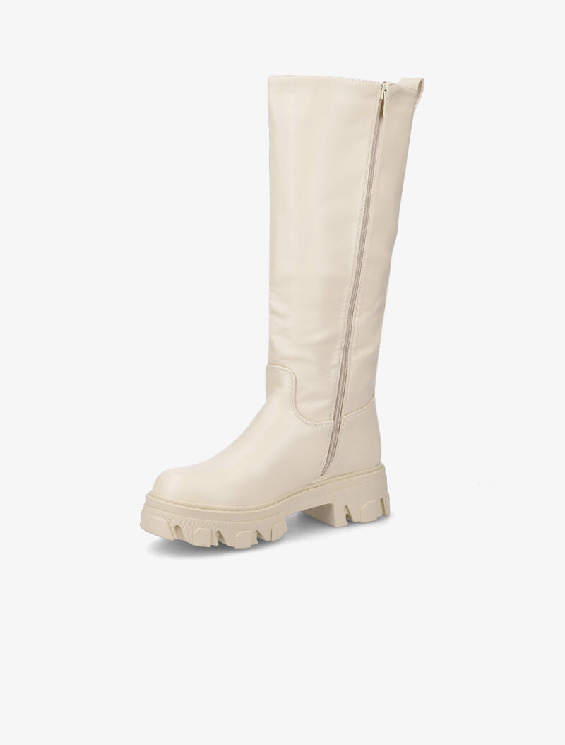 Bottes unies à semelles stylisées - Beige - 4