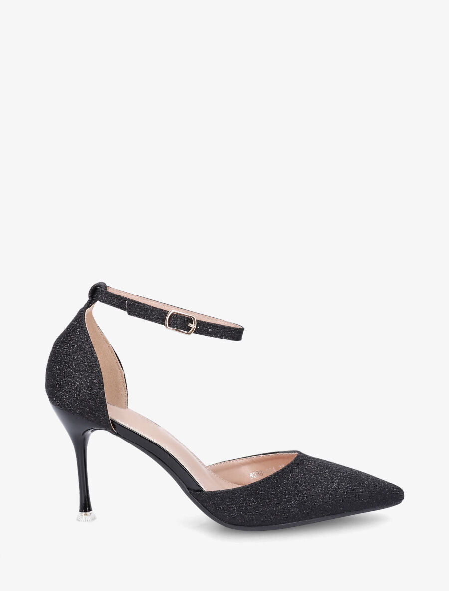 Sandales à talon aiguille et paillettes - Noir - 5