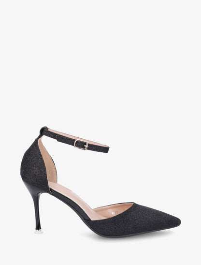 Sandales à talon aiguille et paillettes - Noir - 5
