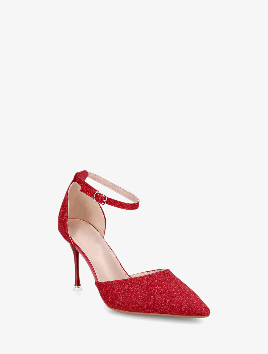 Sandales à talon aiguille et paillettes - Rouge - 2