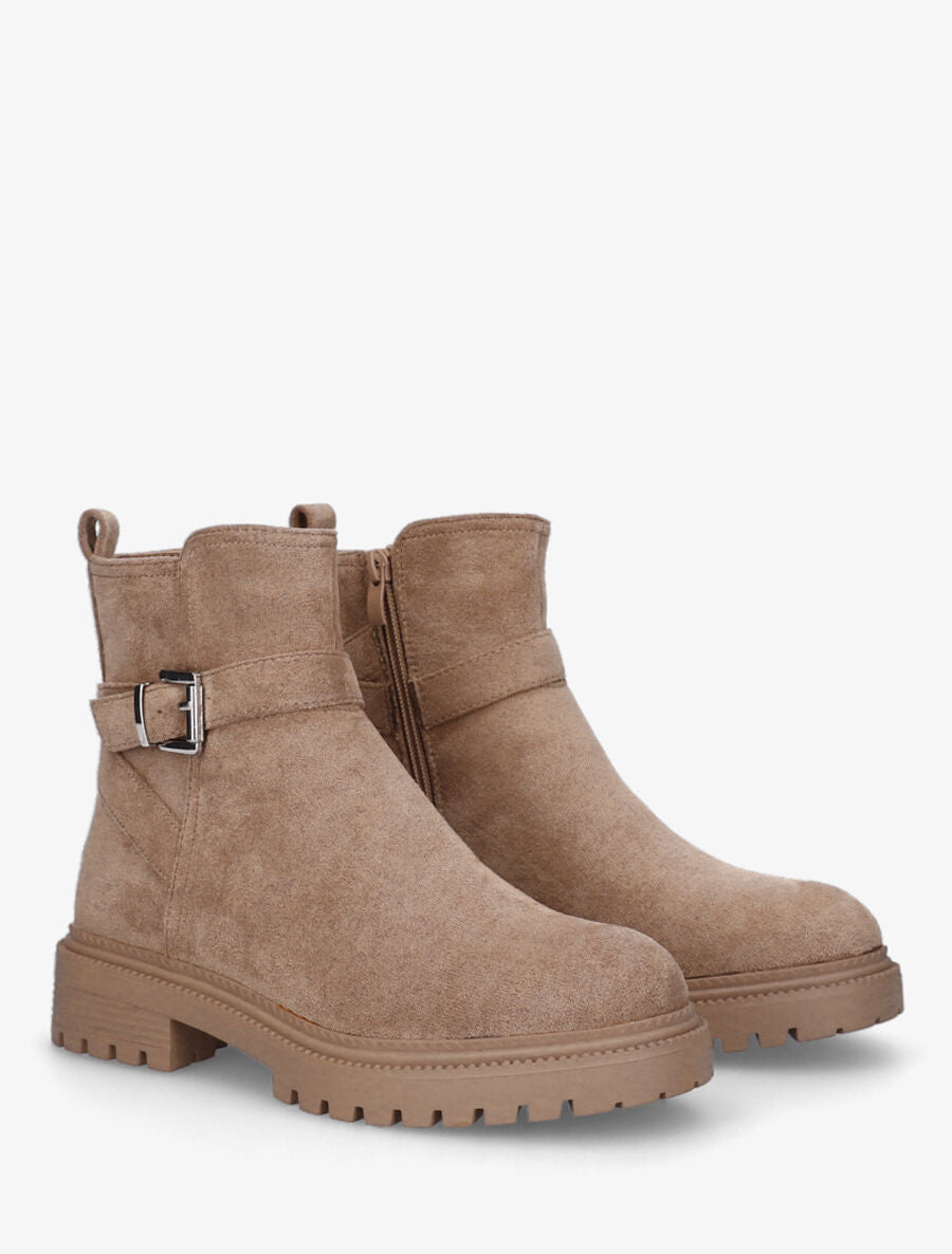 Boots plates en suédine - Camel - 4