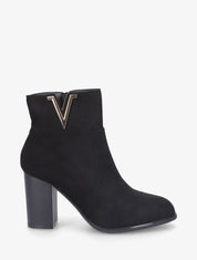 Bottines à talon en suédine - Noir - 1