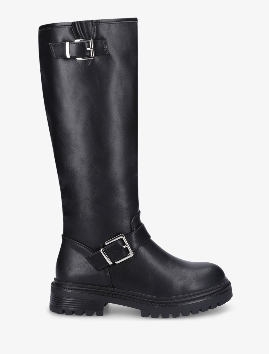 Bottes en simili à semelle crantée - Noir - 1