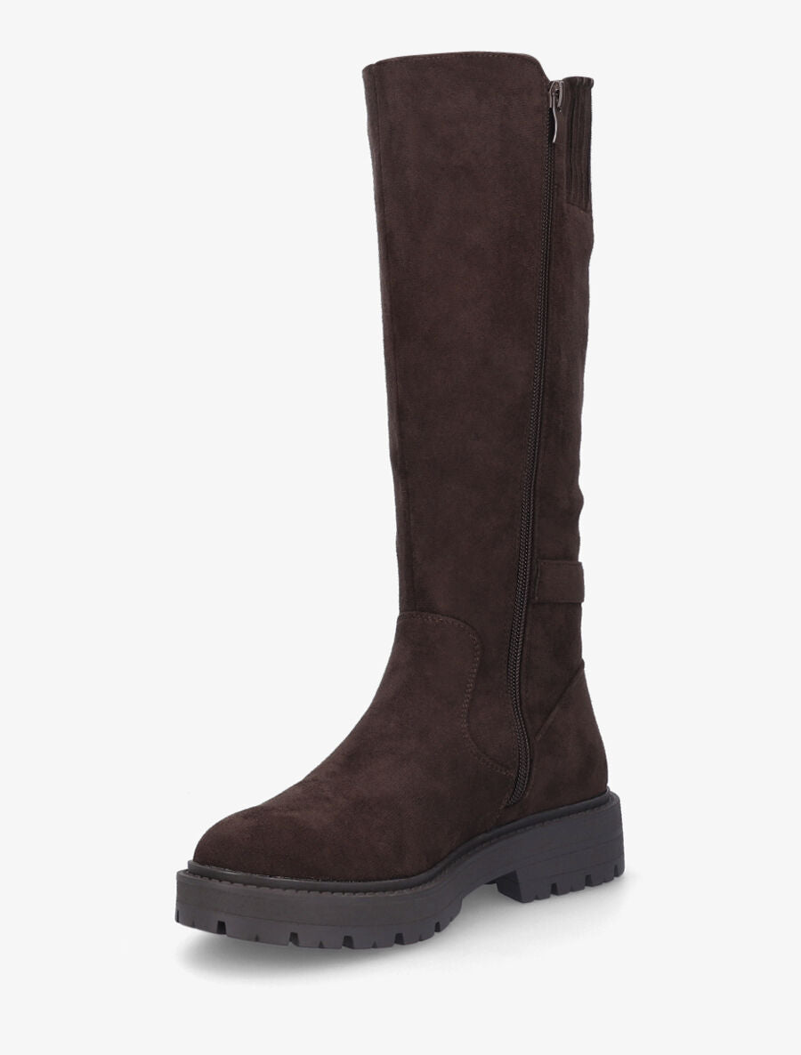 Bottes en suédine à zip et boucle - Marron - 3