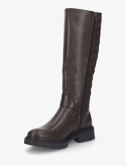 Bottes bi-matière matelassées à boucle - Marron - 3