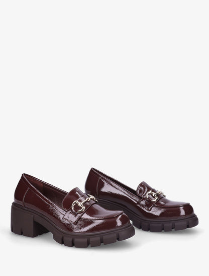 Mocassins vernis à semelle épaisse - Bordeaux - 4